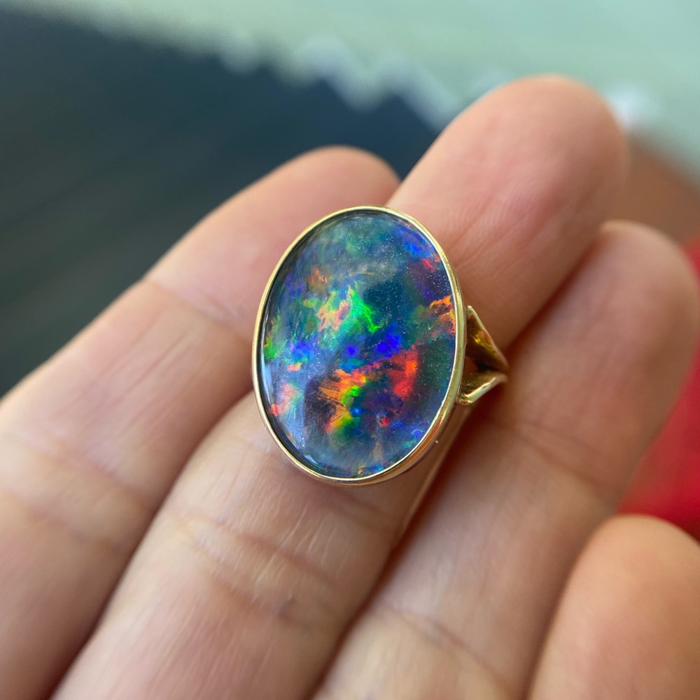 Estate Australian opal ring size 7